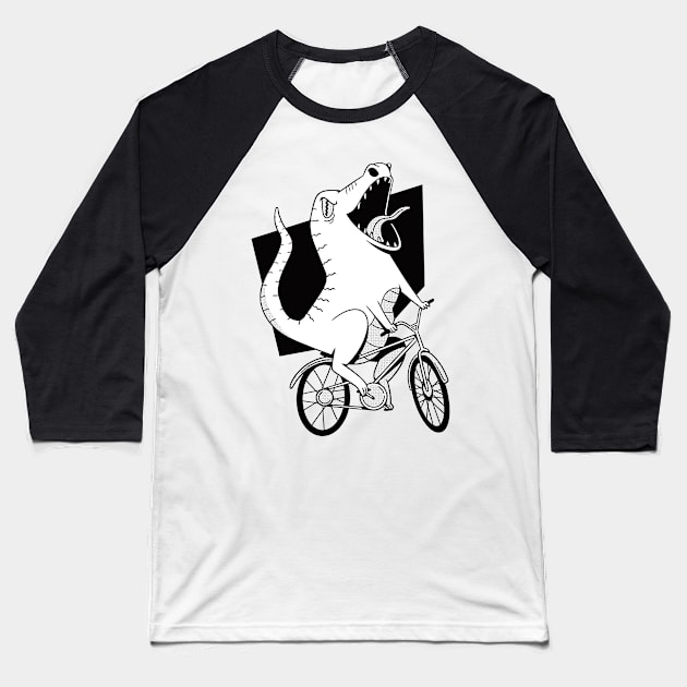 Funny bike dinosaur Baseball T-Shirt by Shadowbyte91